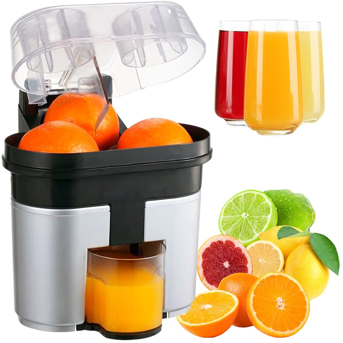 Exprimidor de naranjas, exprimidor de zumo, maquina de zumo naranja - 120W,  acero inoxidable, comercial
