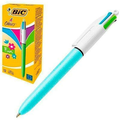 Set de Bolígrafos Bic Fun Azul Blanco (12 Piezas)