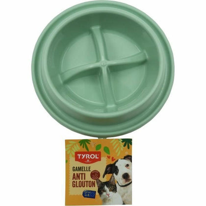 Comedero de Alimentación Lenta para Mascotas Tyrol Verde Plástico Ø 15 cm 500 ml
