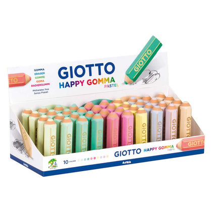Goma de borrar Giotto Happy Gomma Multicolor Pastel Goma 40 Piezas