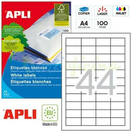 Etiquetas adhesivas Apli 1285 100 Hojas 48,5 x 25,4 mm Blanco