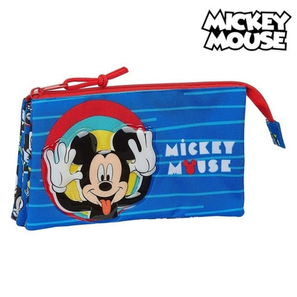 Portatodo Triple Mickey Mouse Me time Rojo Azul 22 x 12 x 3 cm