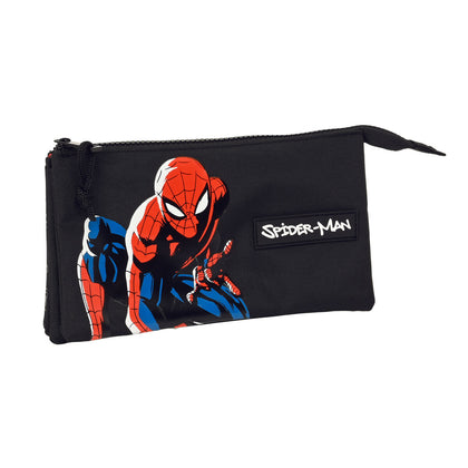 Portatodo Triple Spiderman Hero Negro 22 x 12 x 3 cm