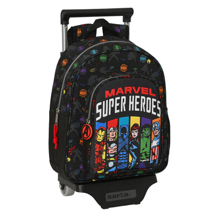 Mochila Escolar con Ruedas The Avengers Super heroes Negro (27 x 33 x 10 cm)