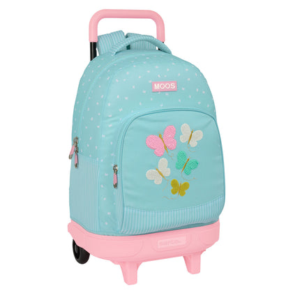 Mochila Escolar con Ruedas Moos Butterflies Azul 33 X 45 X 22 cm