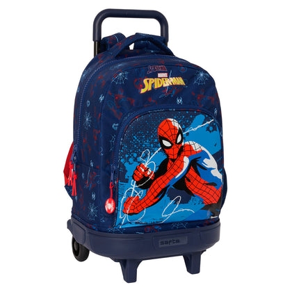 Mochila Escolar con Ruedas Spider-Man Neon Azul marino 33 X 45 X 22 cm
