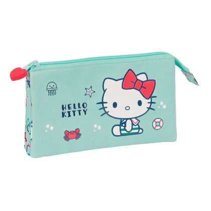 Portatodo Doble Hello Kitty Sea lovers Turquesa 22 x 12 x 3 cm