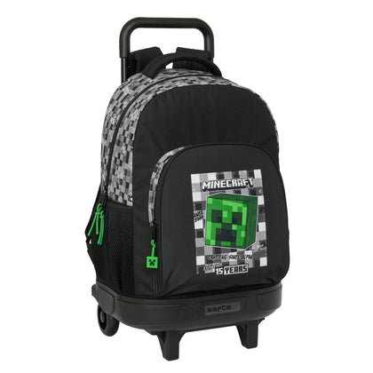 Mochila Escolar con Ruedas Minecraft Negro Verde Gris 33 X 45 X 22 cm