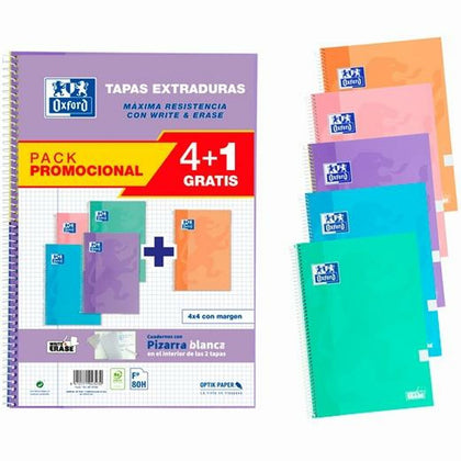 Set de Cuadernos Oxford Write&Erase 5 Piezas Multicolor Din A4 80 Hojas