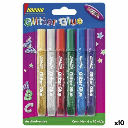 Pegamento en gel Imedio Glitter Glue Multicolor (10 Unidades)