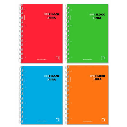Set de Cuadernos Pacsa Superblock Extra 4 Piezas Multicolor A4 120 Hojas