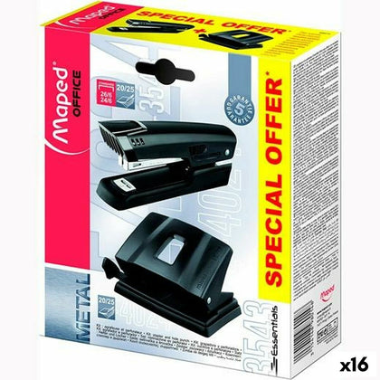 Set Maped 3543 Essentials Perforadora Grapadora Negro (16 Unidades)