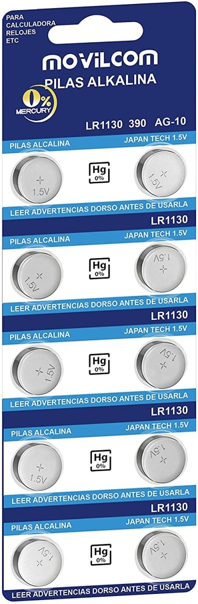10x AG10 Pila botón alcalinas L1130 LR1130 L1131 LR1131 LR54 389