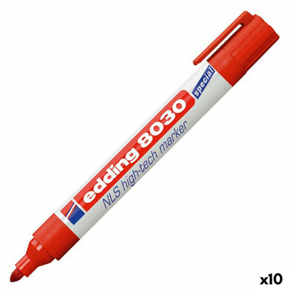 Rotulador permanente Edding e-8030 Rojo (10 Unidades)