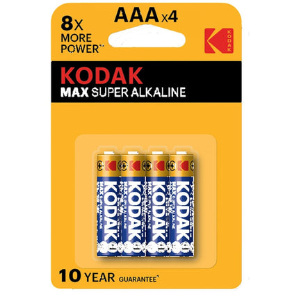 4x Kodak AAA Max Super Alkaline Pila alcalina / LR03, MN2400, Micro, E92, AAA-4, CAT 30952812, v11 - 1.5V - movilcom.com