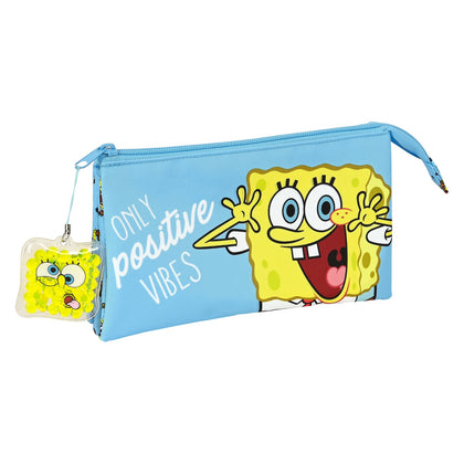 Portatodo Triple Positive Vives Spongebob Positive vibes Azul Amarillo 22 x 12 x 3 cm