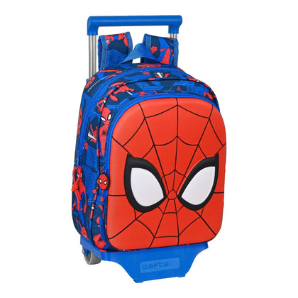 Mochila Escolar con Ruedas Spiderman Great power 27 x 33 x 10 cm Azul Rojo