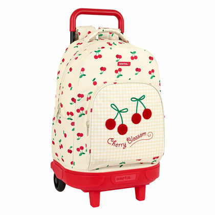 Mochila Escolar con Ruedas Safta Cherry Beige (33 x 45 x 22 cm)