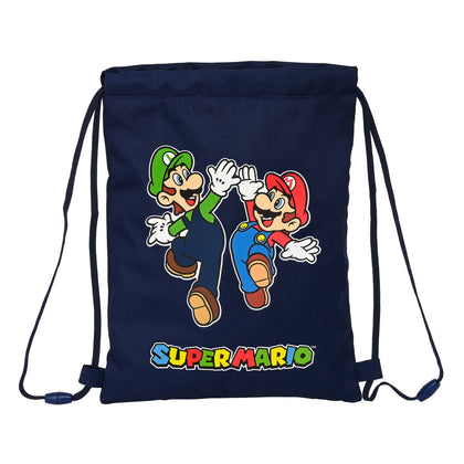 Bolsa Mochila con Cuerdas Super Mario Azul marino 26 x 34 x 1 cm