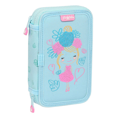 Estuche Escolar con Accesorios Glow Lab Cute doll 12.5 x 19.5 x 4 cm Azul (28 piezas)