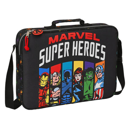 Cartera Escolar The Avengers Super heroes Negro (38 x 28 x 6 cm)