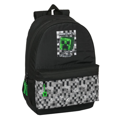 Mochila Escolar Minecraft Negro Verde Gris 30 x 46 x 14 cm