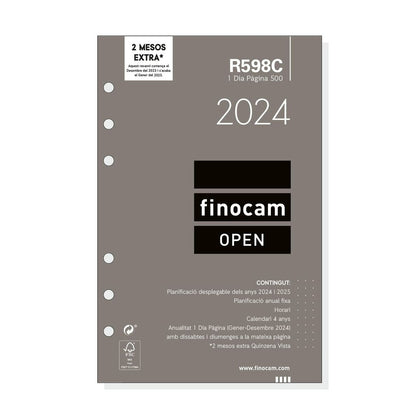 Recambio para Agenda Finocam Open R598C 2024 Blanco 11,7 x 18,1 cm