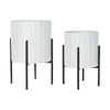 Set de Maceteros DKD Home Decor Negro Metal Blanco Moderno (36 x 36 x 59 cm)