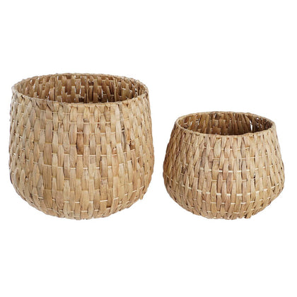 Set de Macetas DKD Home Decor Natural Fibra Cuadrado Bali 45 x 45 x 39 cm (2 Unidades)