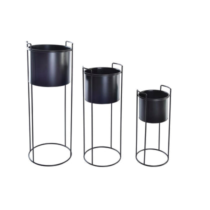 Set de Macetas DKD Home Decor Negro Metal Moderno (30 x 30 x 80 cm)