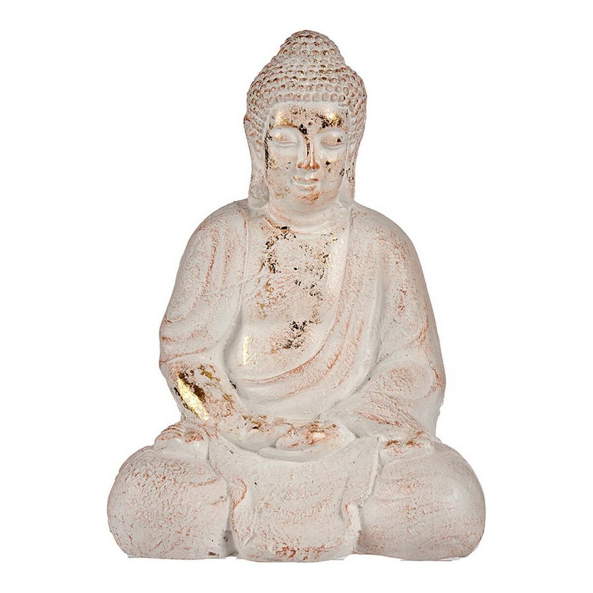 Figura Decorativa para Jardín Buda Blanco/Dorado Poliresina (22,5 x 41,5 x 29,5 cm)