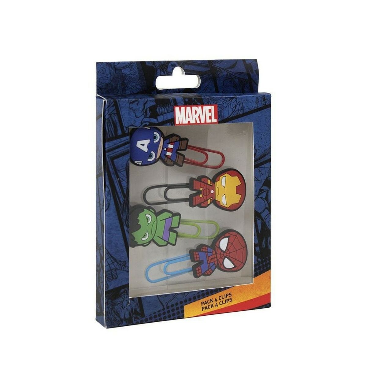 Clips Marvel 4 Unidades Goma Plástico