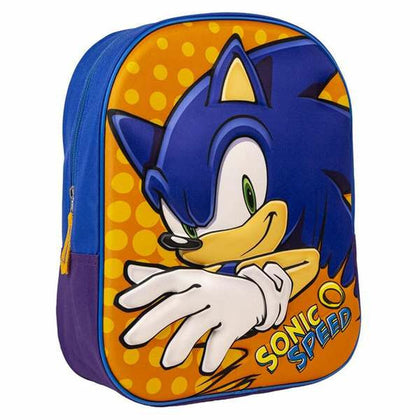 Mochila Escolar 3D Sonic Azul 25 x 31 x 9 cm Naranja