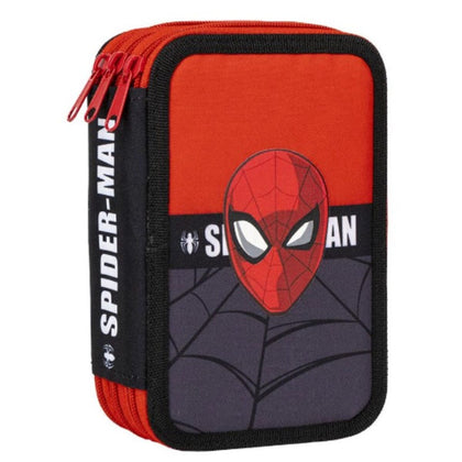 Plumier Triple Spider-Man Negro 13 x 7,5 x 20 cm