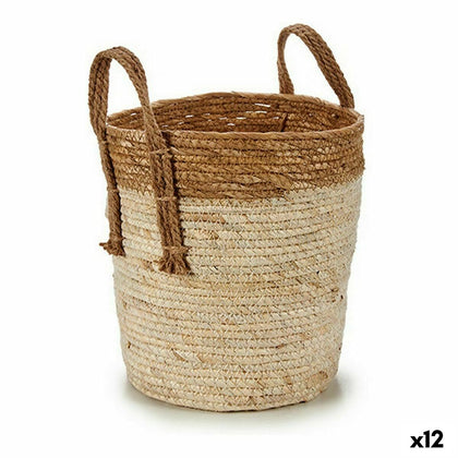 Macetero Con asas Natural Marrón Paja (23 x 30 x 22 cm) (12 Unidades)