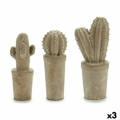 Figura Decorativa para Jardín Cactus Piedra Cemento 11 x 28 x 11 cm (3 Unidades)