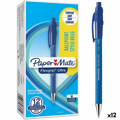 Bolígrafo Paper Mate Flexgrip Ultra 12 Piezas Azul 1 mm (12 Unidades)