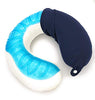 Almohada Viaje Viscoelastica con gel refrescante - Cojin cuello viaje cervical de viaje en avion - Almohada para cuello cervical - Azul