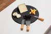 Bandeja pizarra 100% natural para quesos con 3 accesorios - Bandeja redonda ideal para servir y presentar platos rápidos - Menaje de cocina