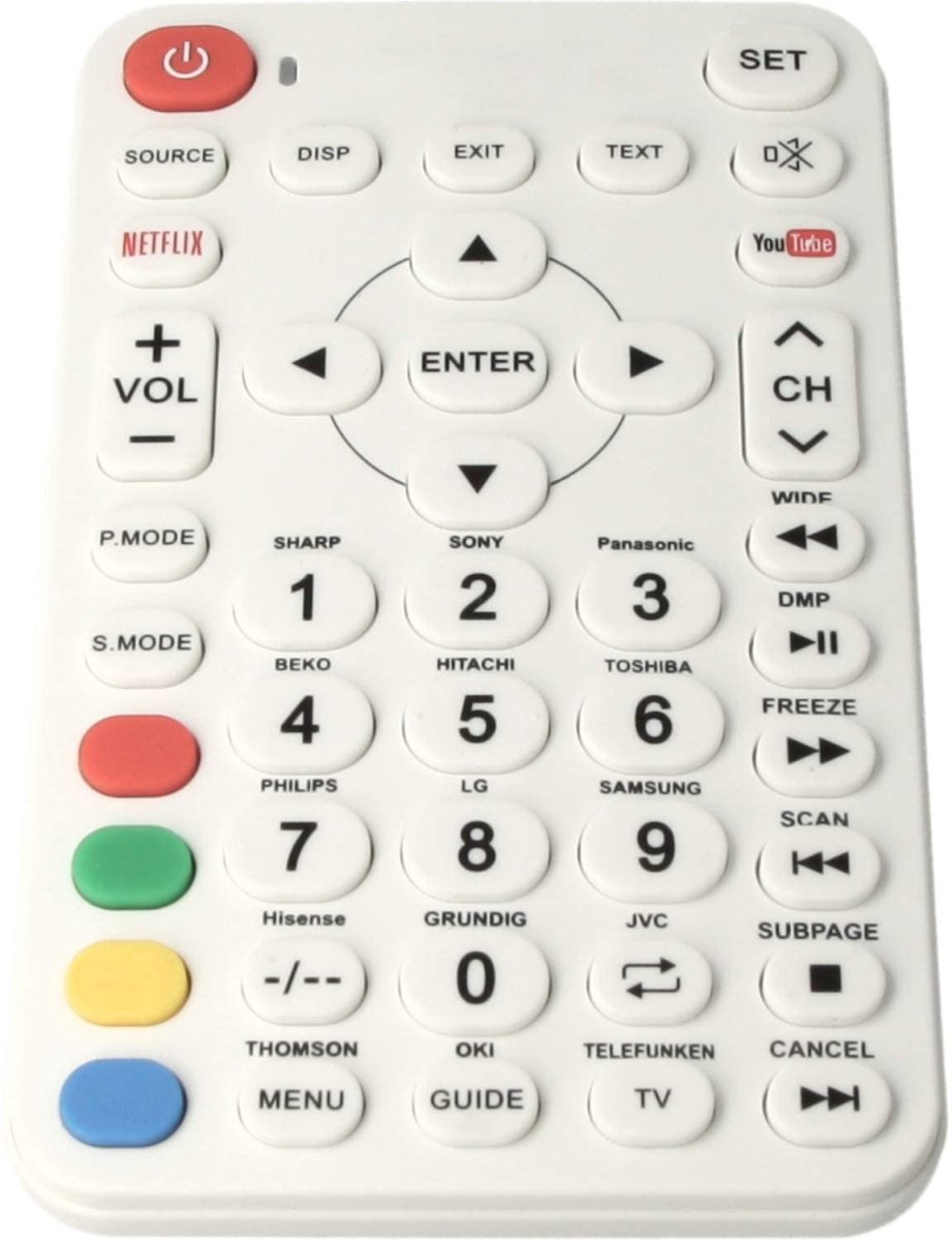 Mando Universal TV 15 Marcas - Control Remoto Botones extragrandes XL para Personas Mayores - Botones para Netflix y Youtube - movilcom.com