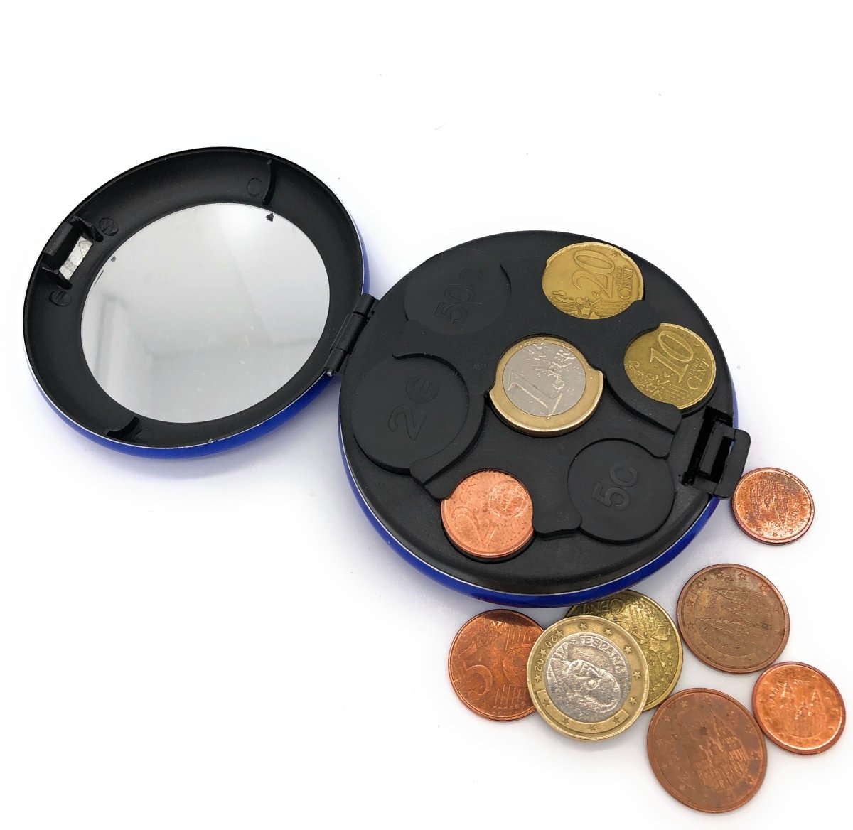 Monedero Organizador de Monedas clasificador de Aluminio - Monedero metalico - Porta Monedas - Azul