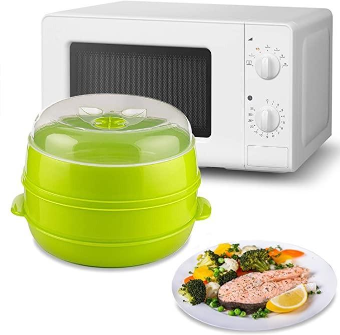 Olla a vapor 2 niveles Microvap - Cocinar al vapor - Vaporera microondas verde