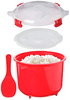 Olla de Vapor para Arroz - Olla para microondas - Vaporera cocción rápida 2,6L Pollo arroz cous cous, Quinoa - Color rojo