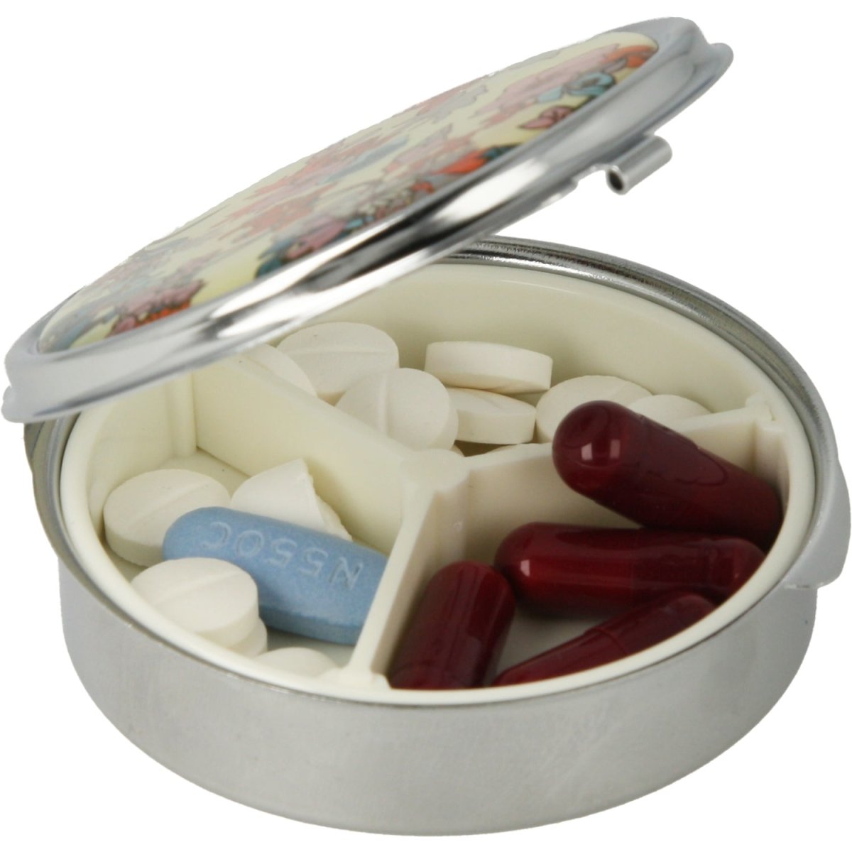 Pastillero pequeño diario bolsillo - 3 compartimentos - Organizador de pastillas pill box estuche redondo - (Amarillo) - movilcom.com