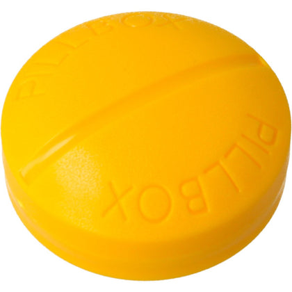 Pastillero pequeño diario bolsillo - 3 compartimentos - Organizador de pastillas pill box estuche redondo - Color amarillo - movilcom.com
