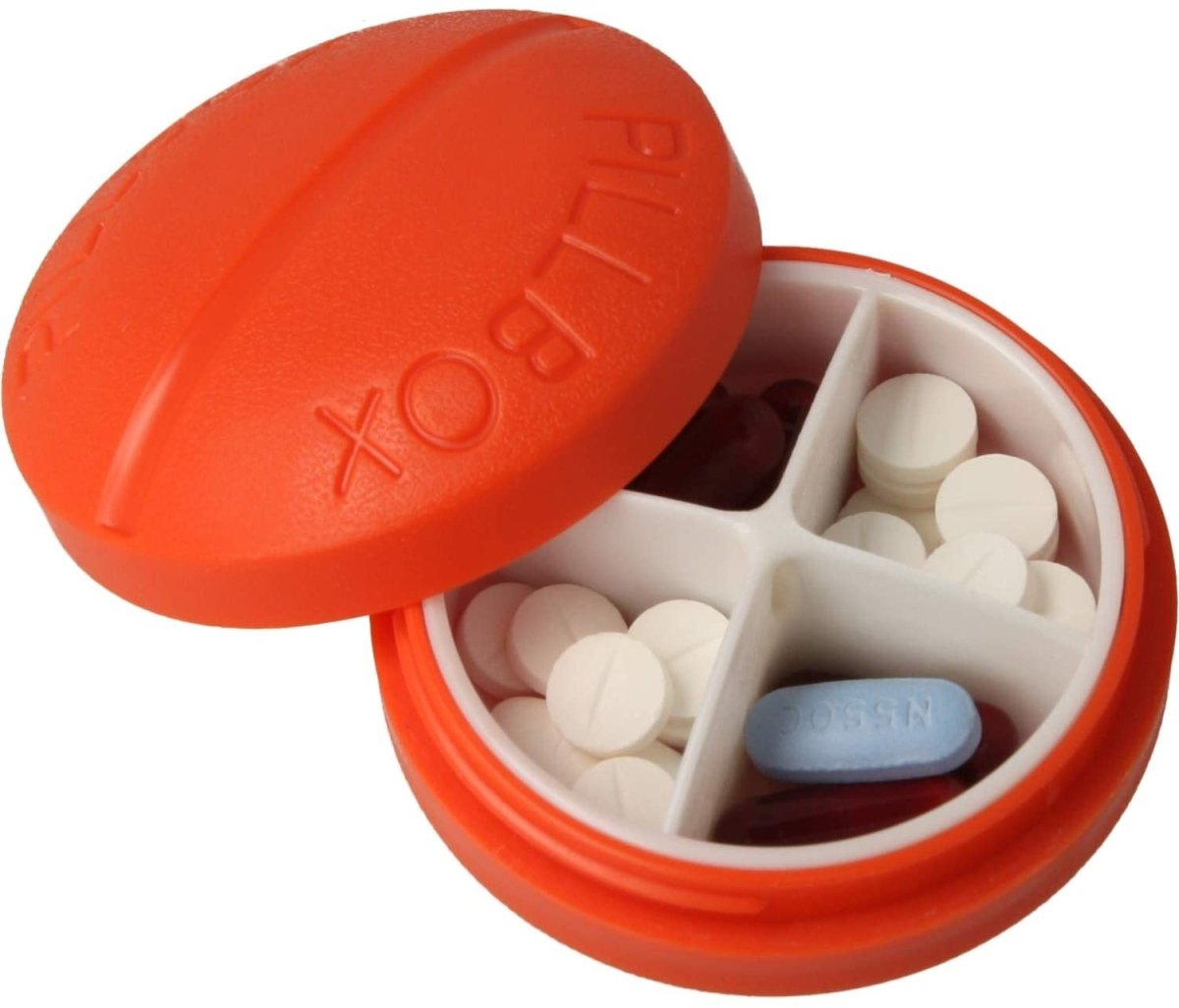 Pastillero pequeño diario bolsillo - 3 compartimentos - Organizador de pastillas pill box estuche redondo - Color rojo - movilcom.com