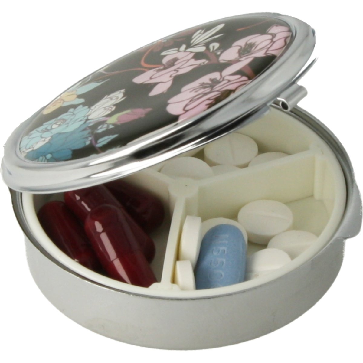 Pastillero pequeño diario bolsillo - 3 compartimentos - Organizador de pastillas pill box estuche redondo - (Negro) - movilcom.com