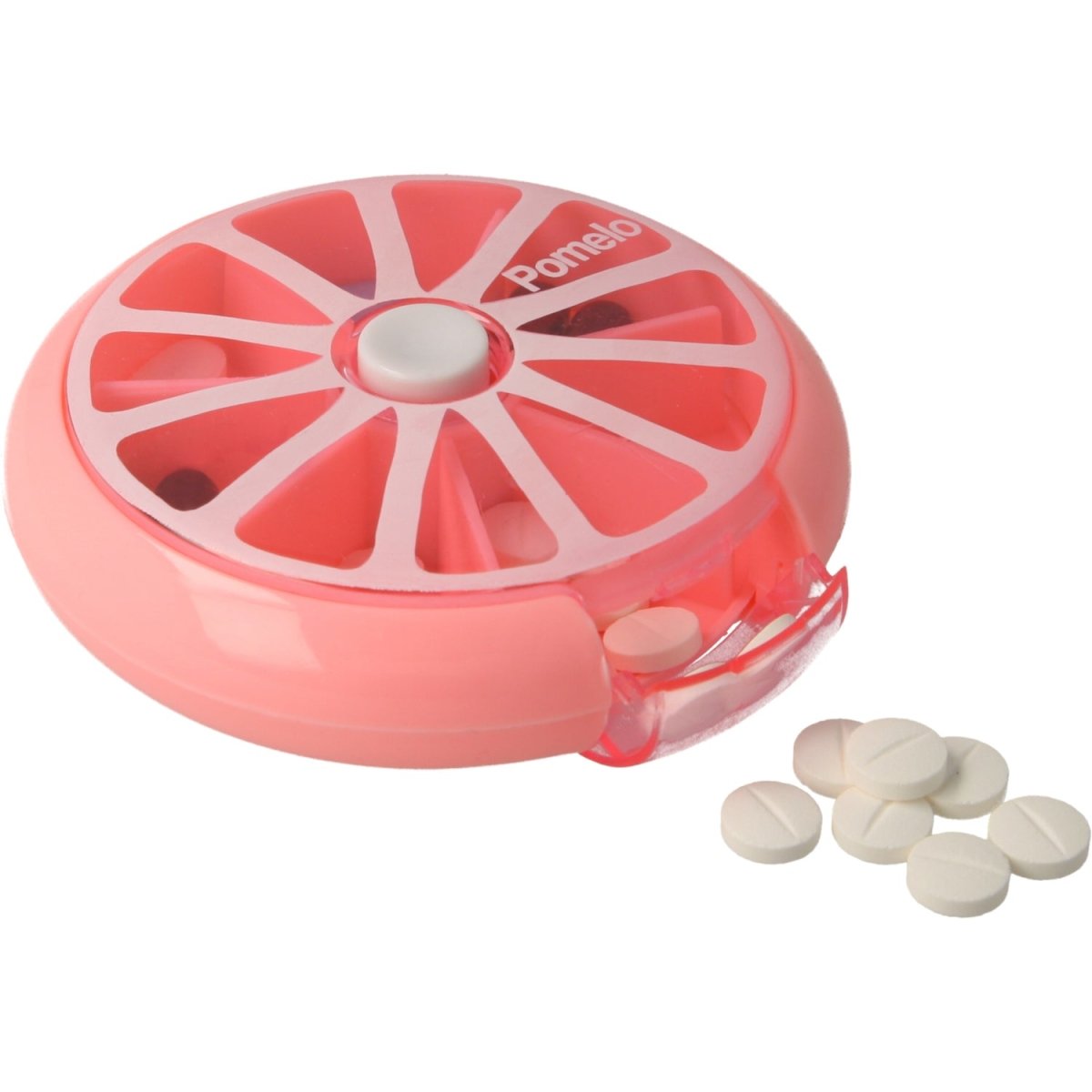 Pastillero pequeño diario bolsillo - 7 compartimentos - Organizador de pastillas pill box estuche redondo - Color rosa - movilcom.com