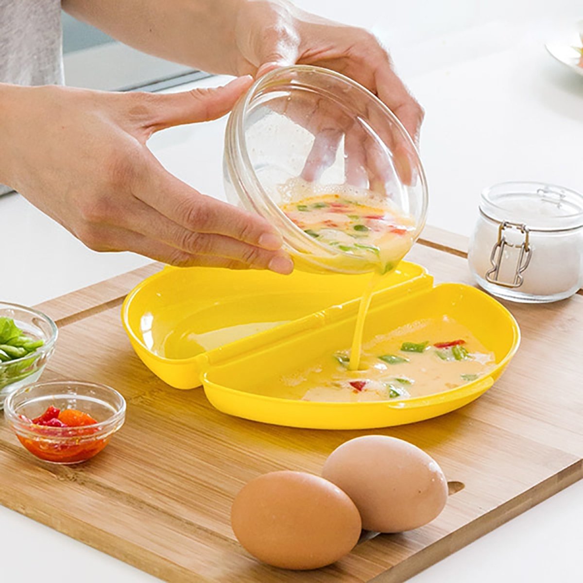 Recipiente microondas, cuece Huevos Especial para Tortilla